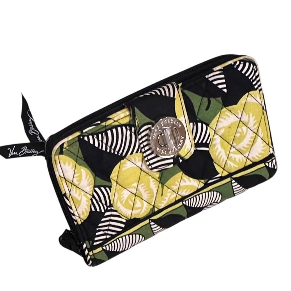 Vera Bradley Turnlock Clutch Wallet LA Neon Rose